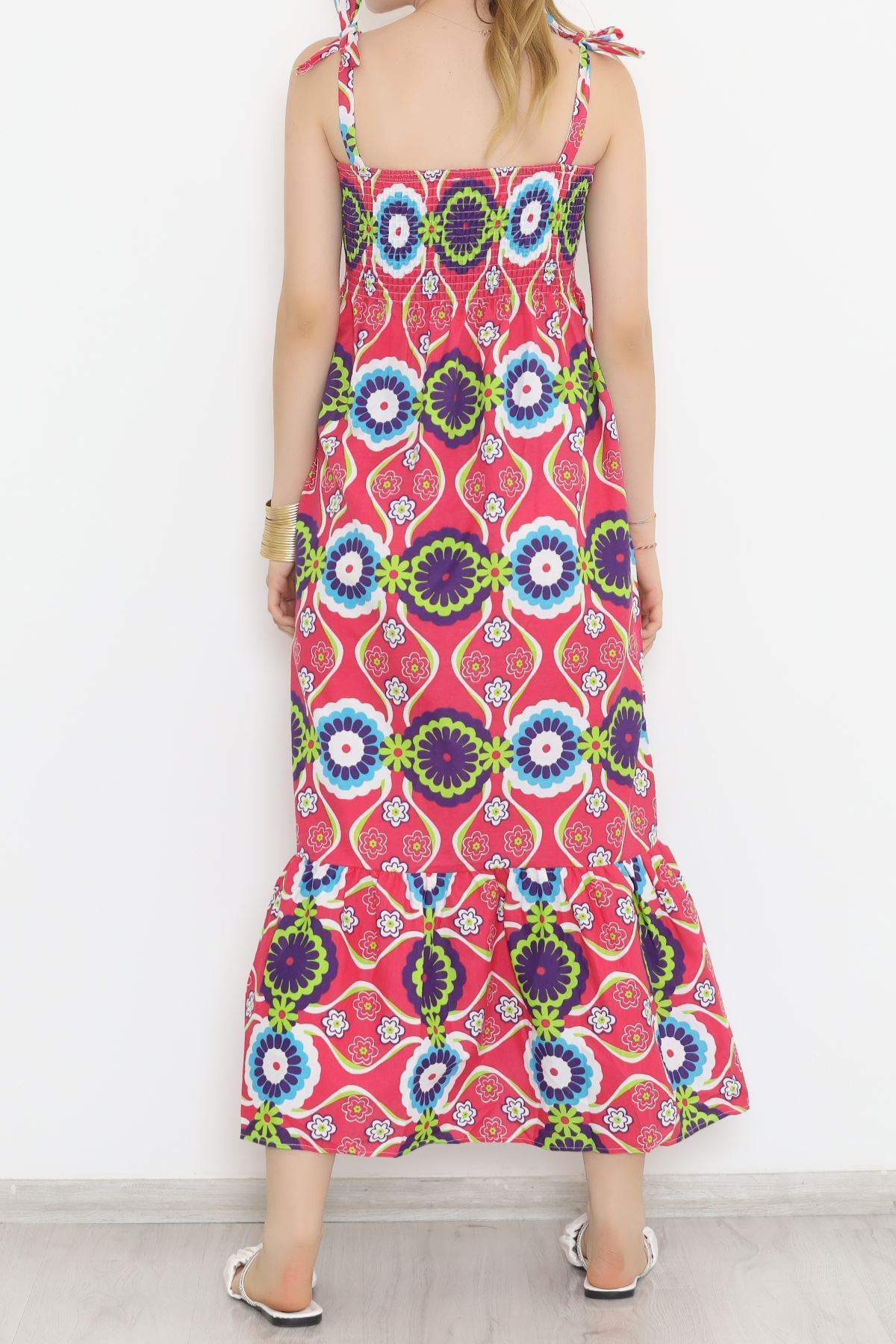 Askı Bağlamalı Elbise Pembedesenli - 9404.701.