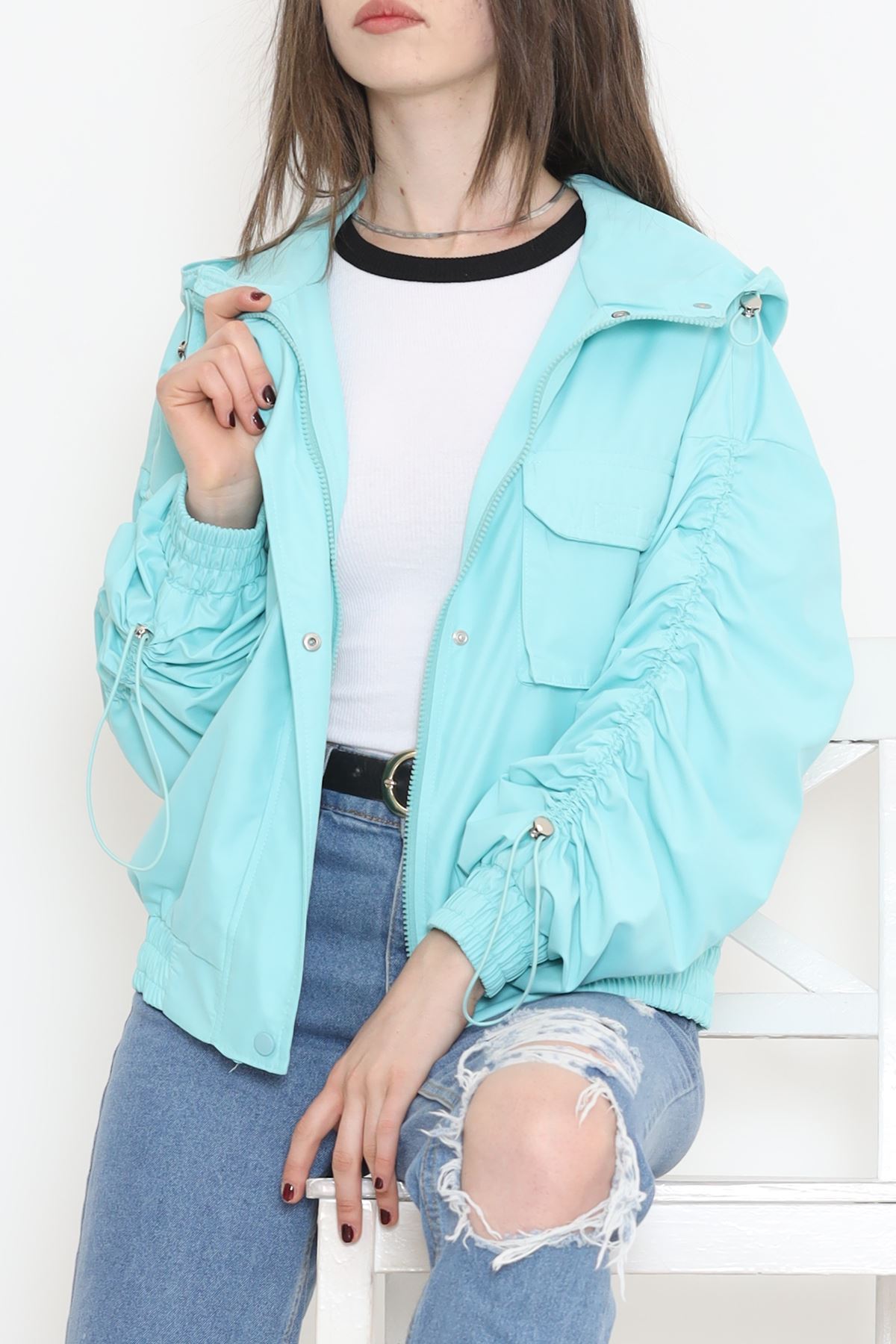 Büzgülü Yağmurluk Mint - 1428.1367.