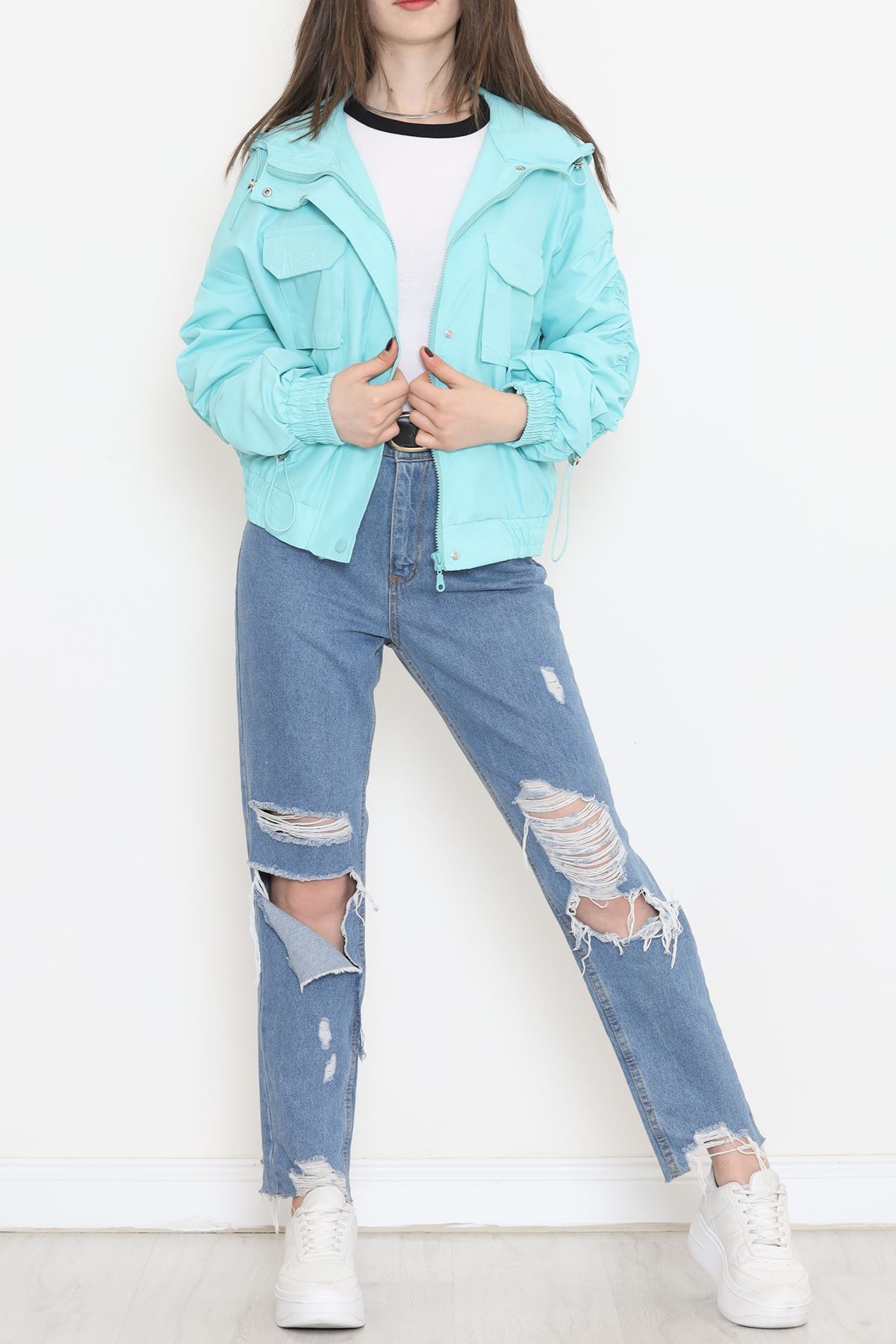 Büzgülü Yağmurluk Mint - 1428.1367.