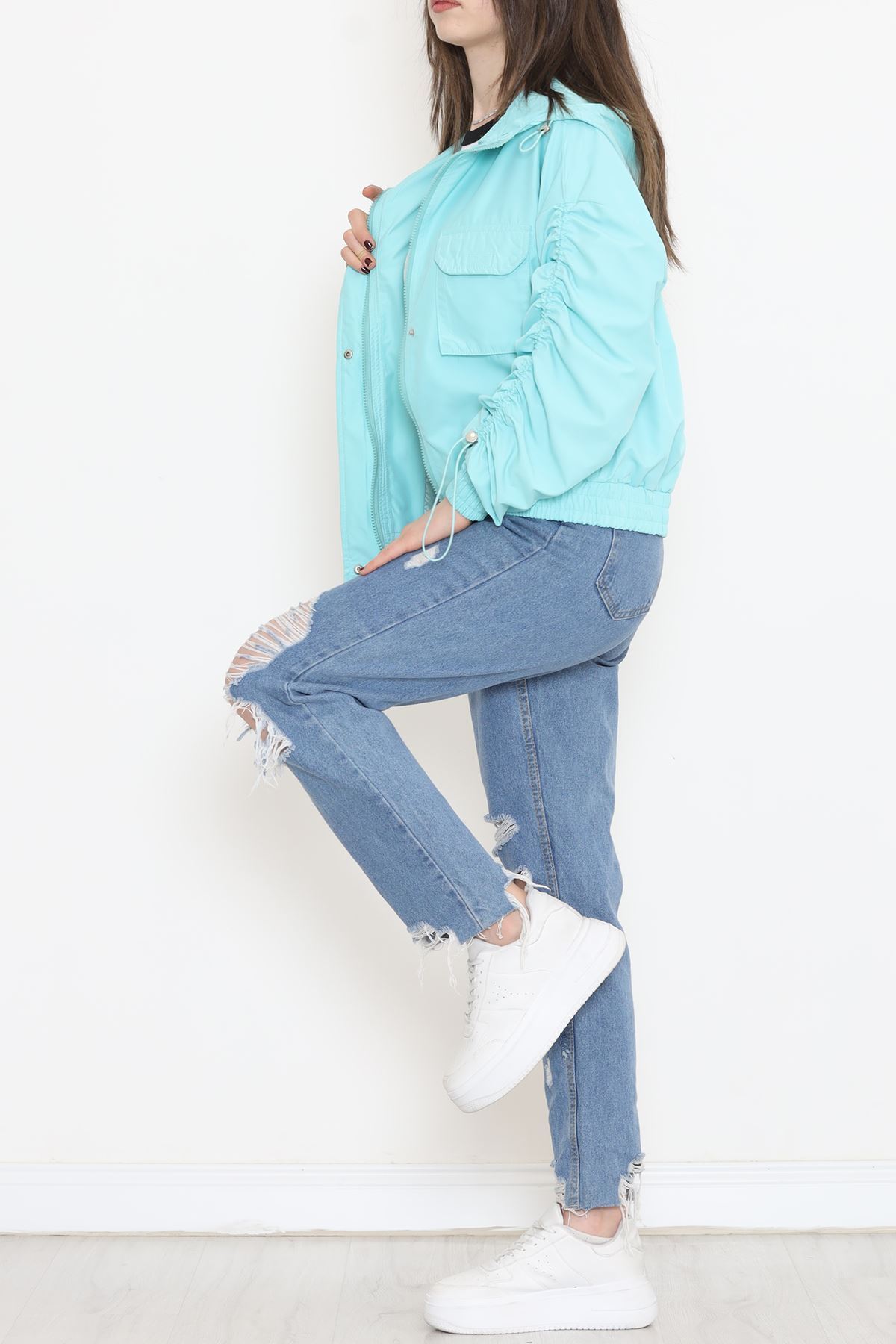 Büzgülü Yağmurluk Mint - 1428.1367.