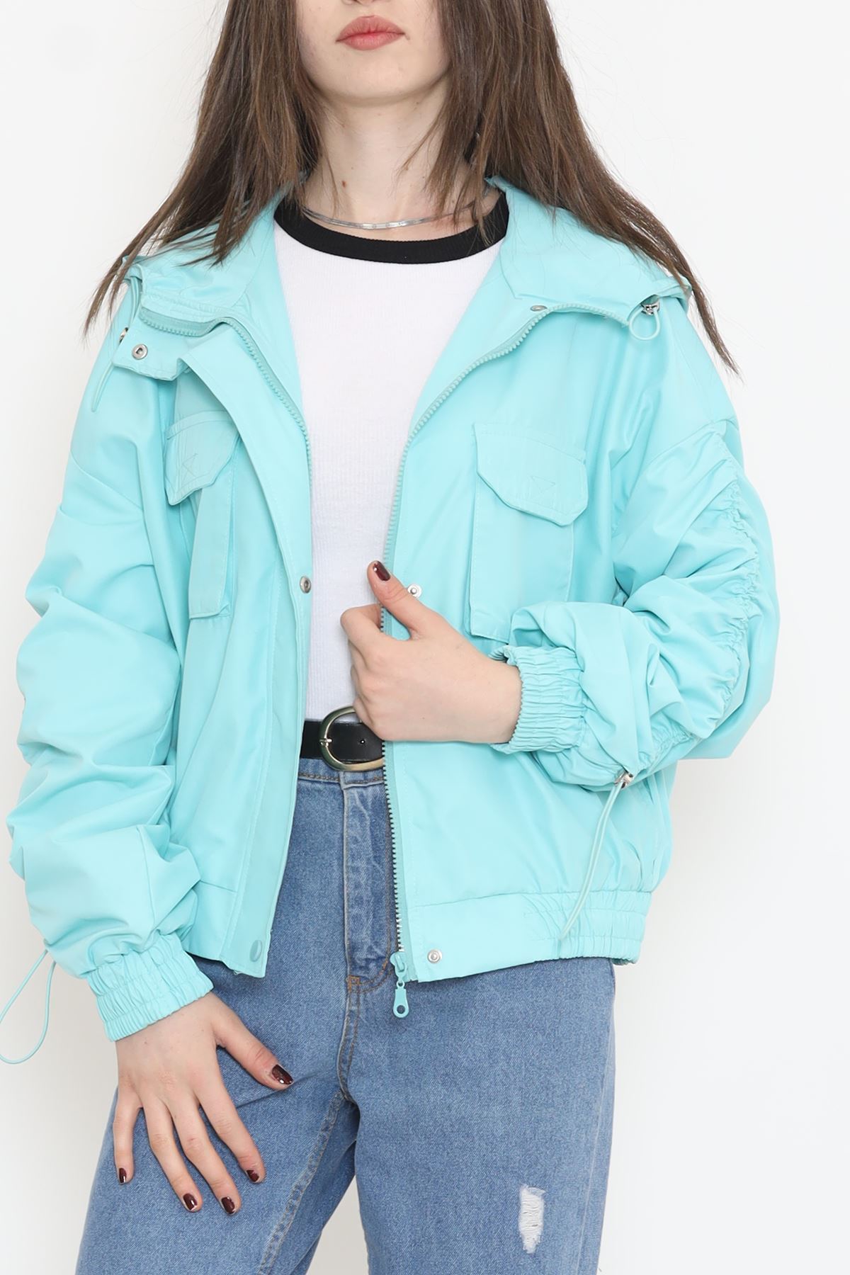 Büzgülü Yağmurluk Mint - 1428.1367.