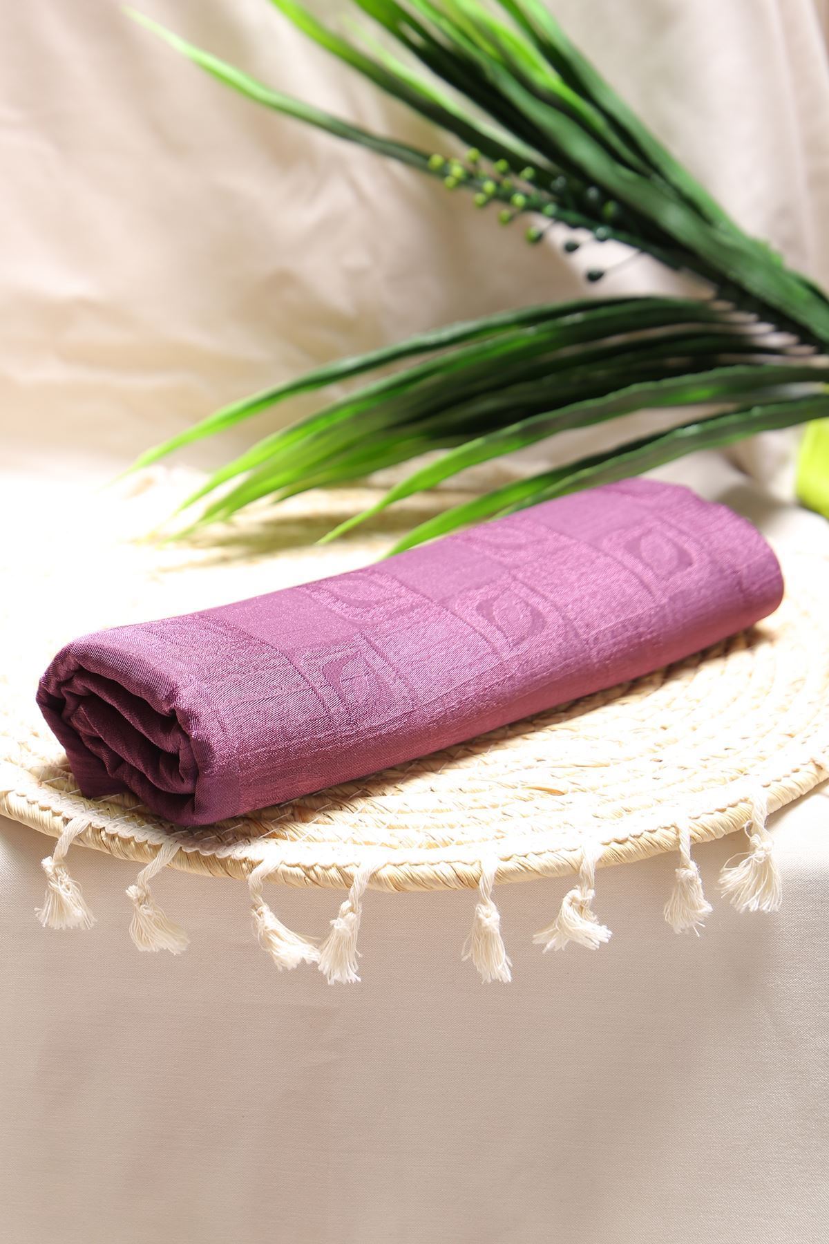 Damla Dama Desen Jakar Şal Mor - 16618.1596.