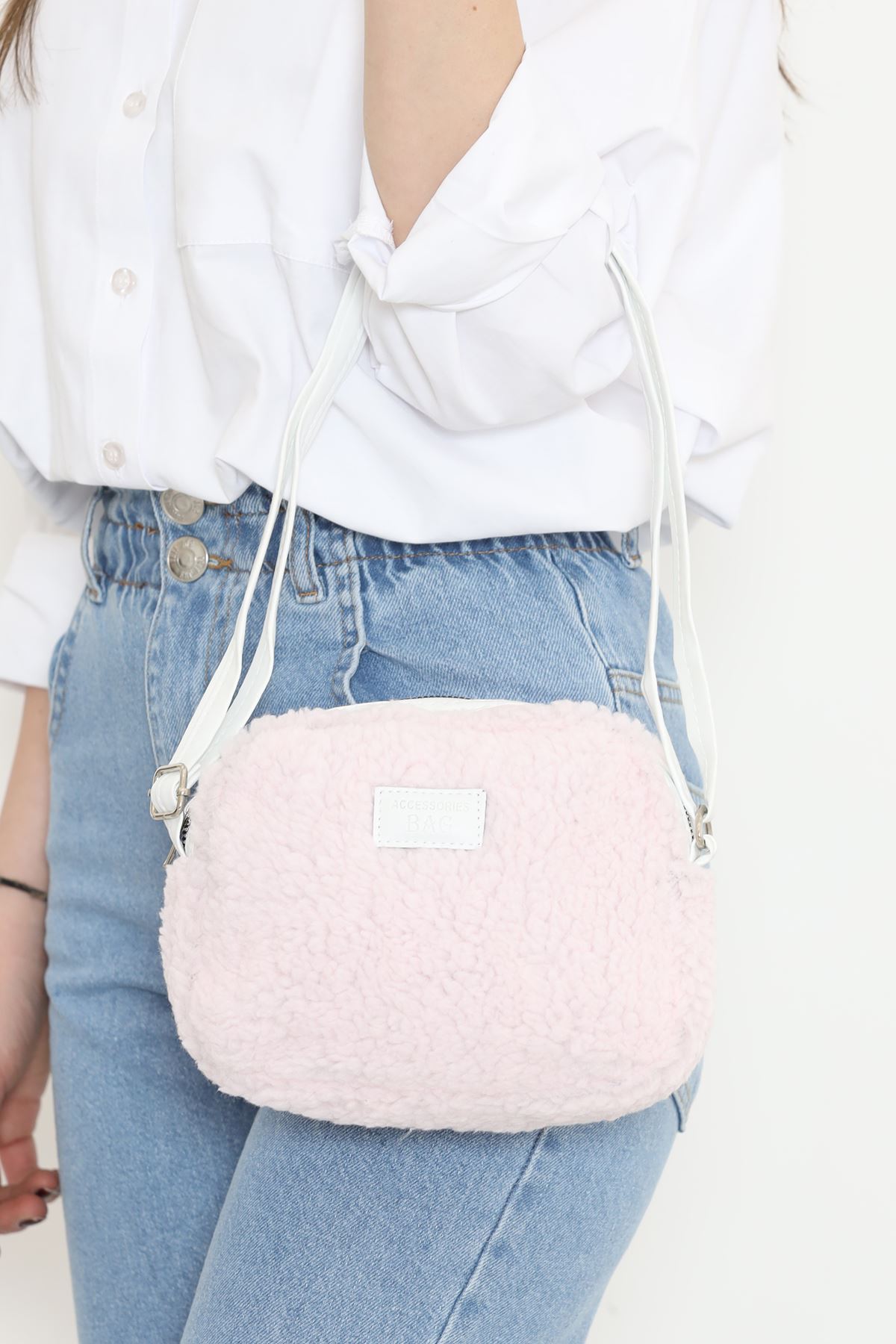 Peluş Çapraz Çanta Pudra - 17340.1624.