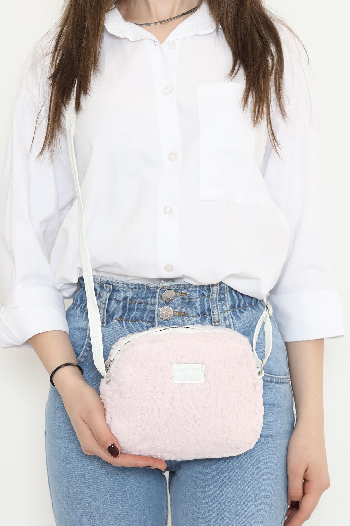 Peluş Çapraz Çanta Pudra - 17340.1624.