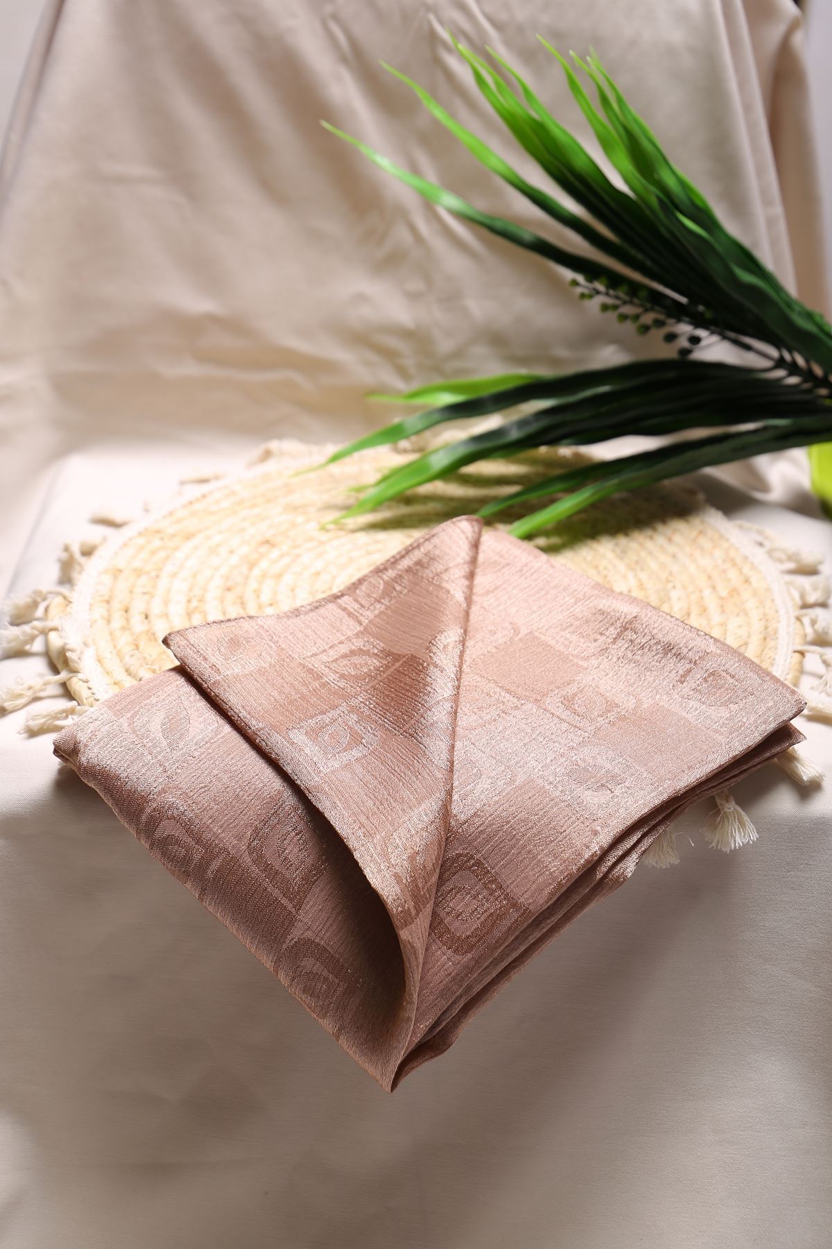 Damla Dama Desen Jakar Şal Vizon - 16618.1596.