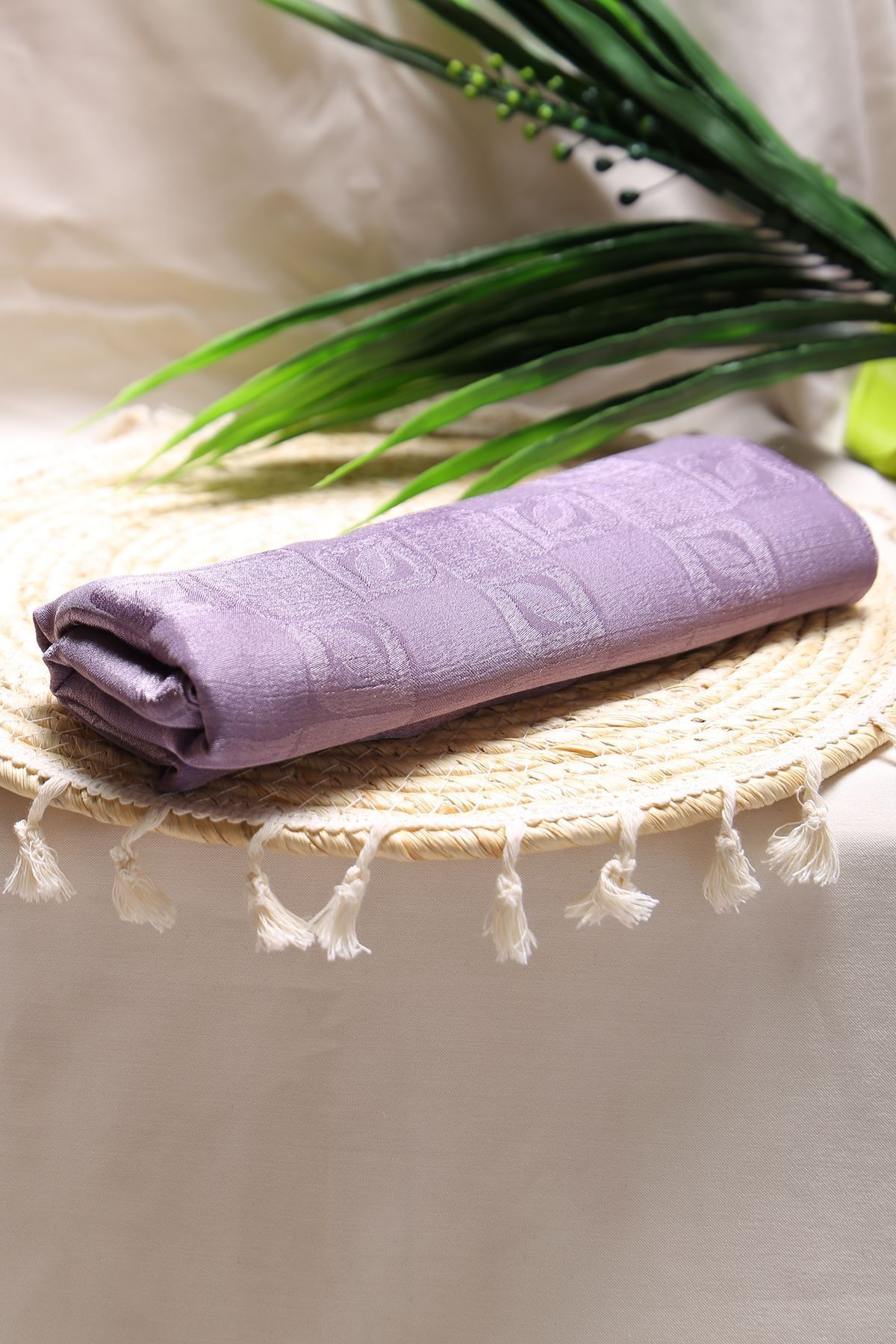 Damla Dama Desen Jakar Şal Lila - 16618.1596.