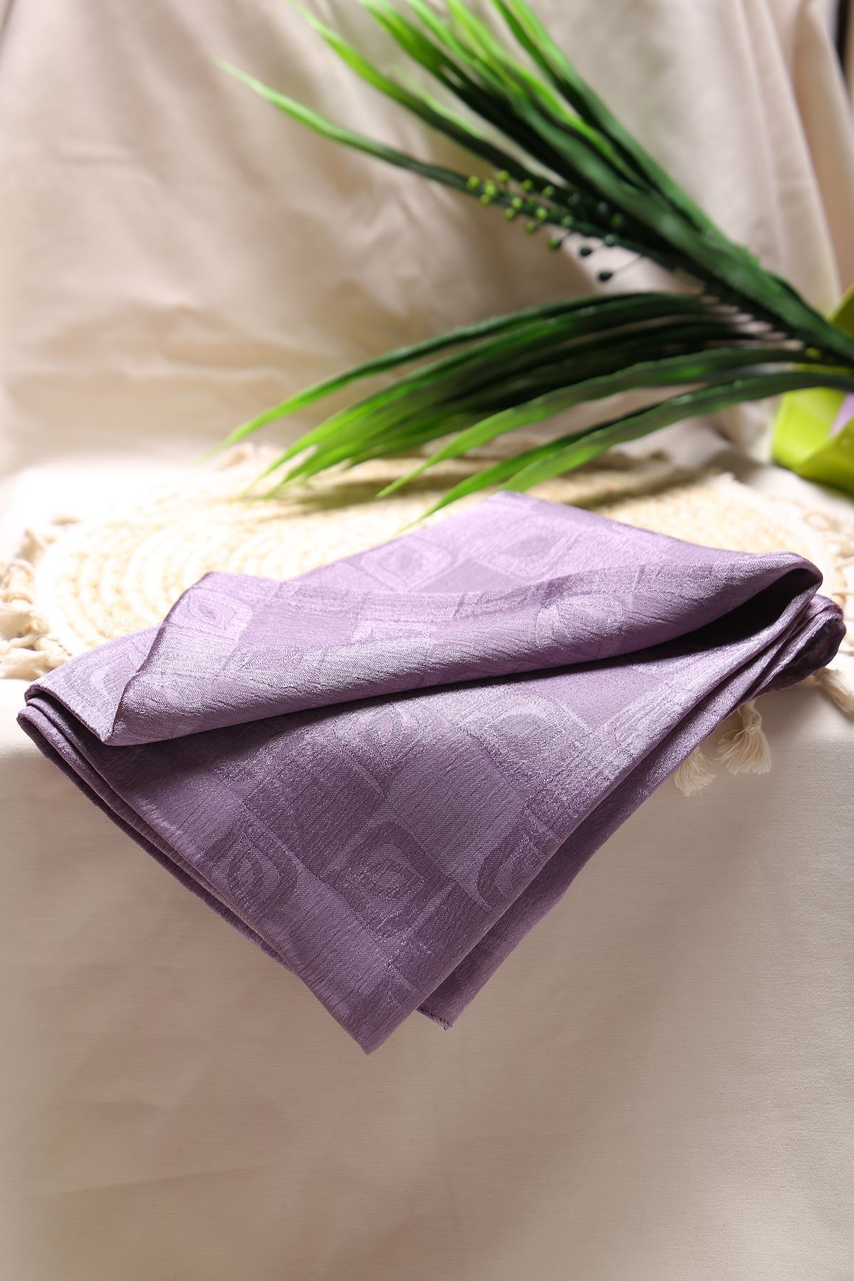 Damla Dama Desen Jakar Şal Lila - 16618.1596.