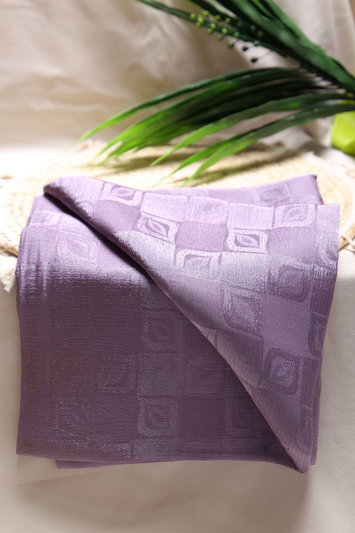 Damla Dama Desen Jakar Şal Lila - 16618.1596.