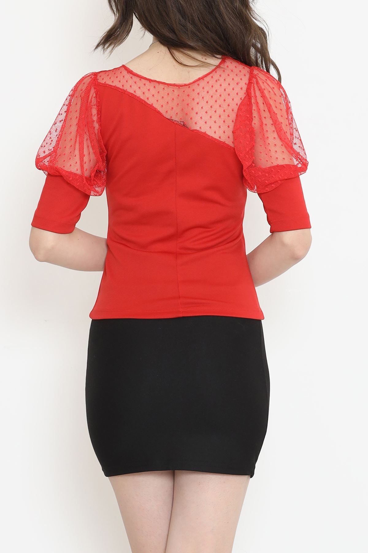 Omuz Tül Detay Bluz Kırmızı - 12218.631.