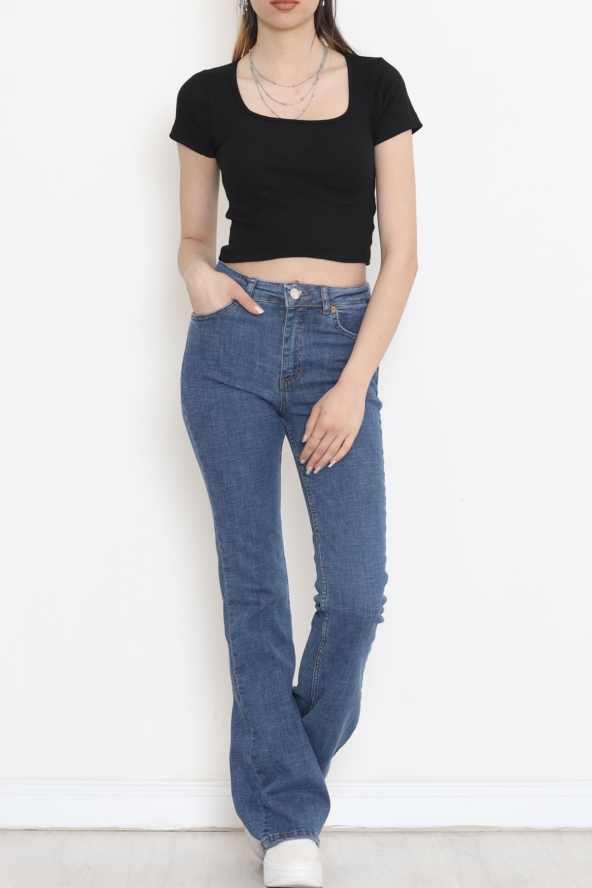 İspanyol Paça Kot Pantolon Mavi4 - 11878.1431.