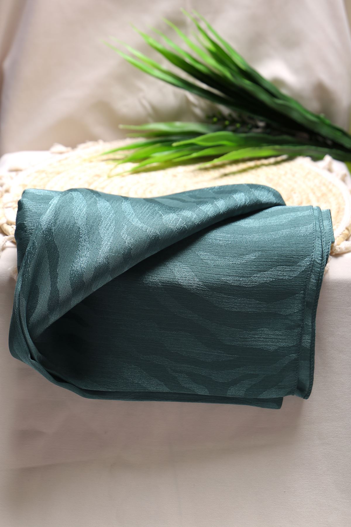 Zebra Desen Jakar Şal Yeşil - 16617.1596.