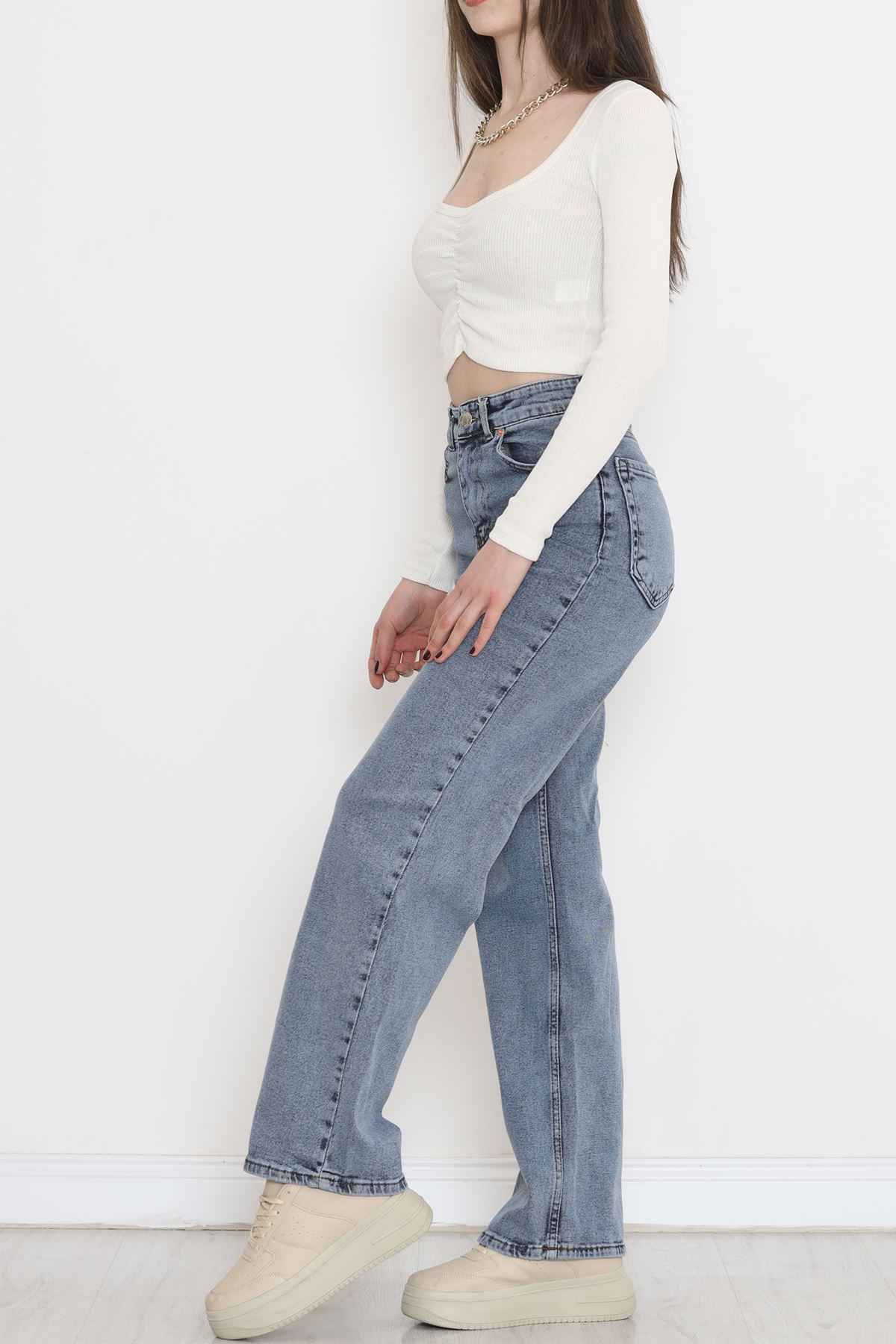 Büzgü Detaylı Bluz Ekru - 15940.1567.