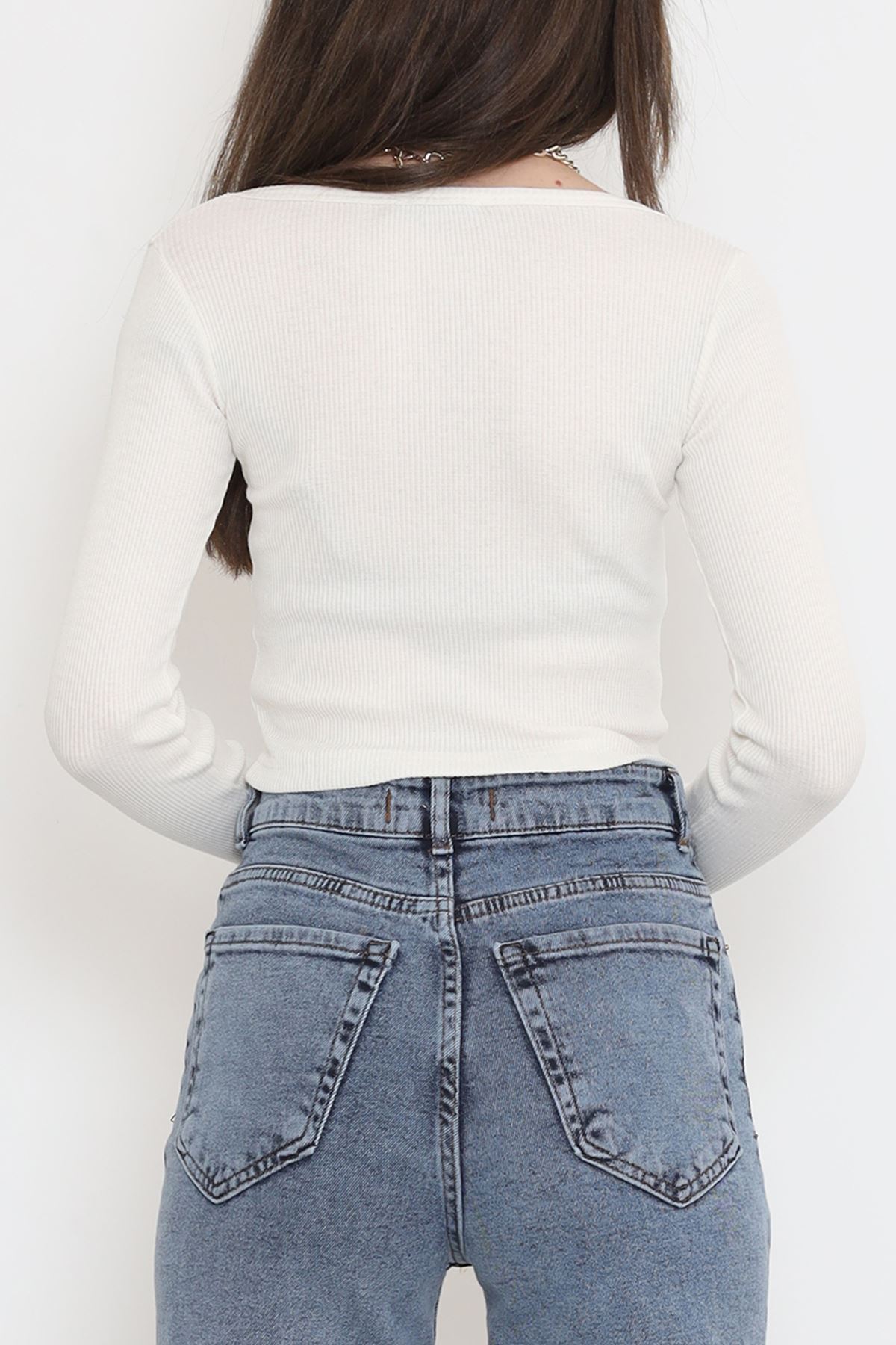 Büzgü Detaylı Bluz Ekru - 15940.1567.