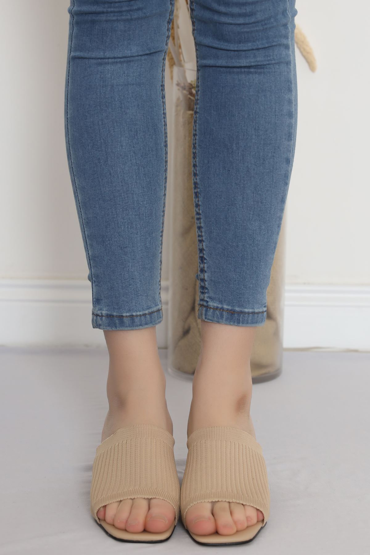 5 Cm Topuklu Terlik Bej - 18199.264.