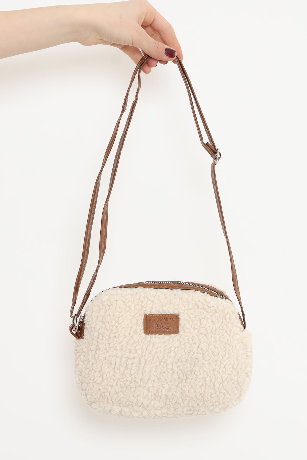 Peluş Çapraz Çanta Bej1 - 17340.1624.