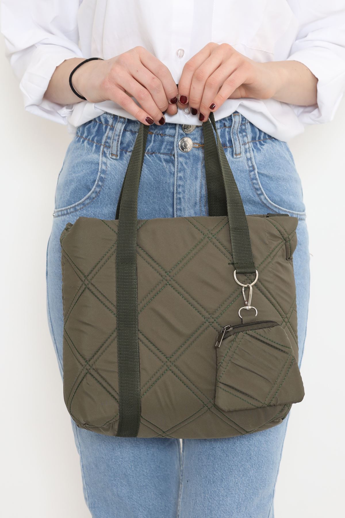 Kapitone Cüzdanlı Çanta Haki - 17339.1624.