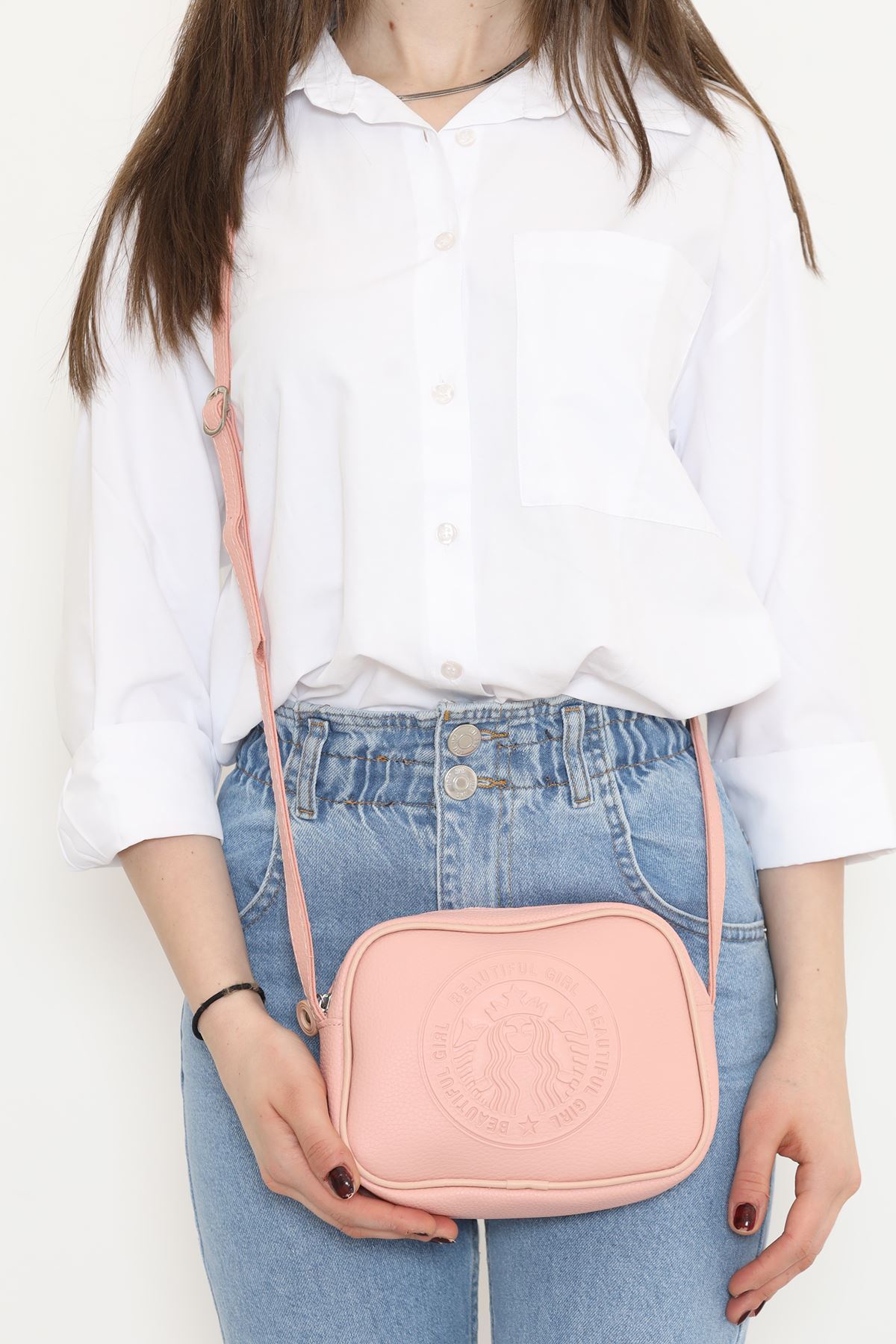 Deri Çarpraz Çanta Pudra - 17337.1624.