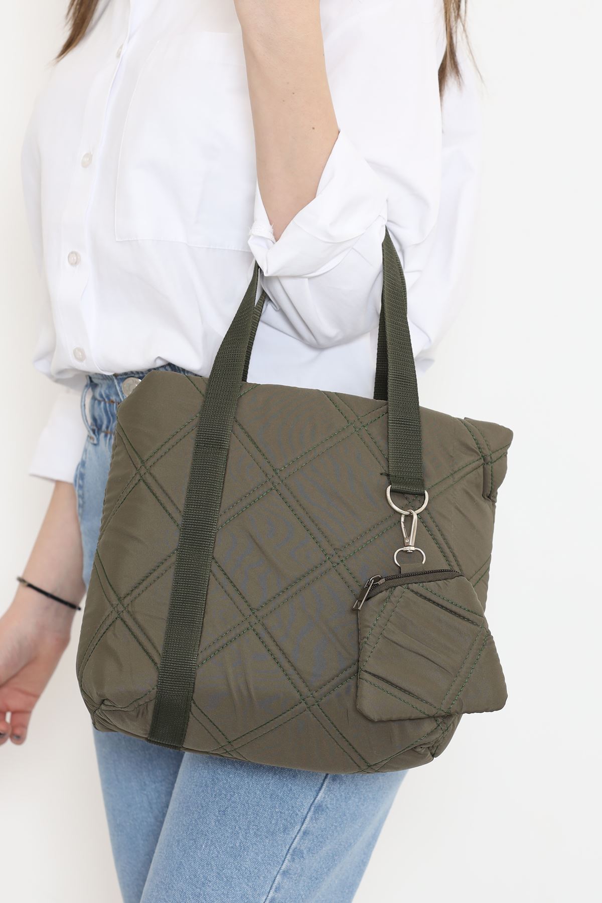 Kapitone Cüzdanlı Çanta Haki - 17339.1624.