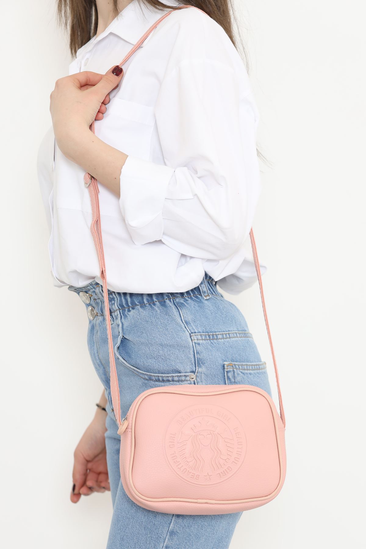 Deri Çarpraz Çanta Pudra - 17337.1624.