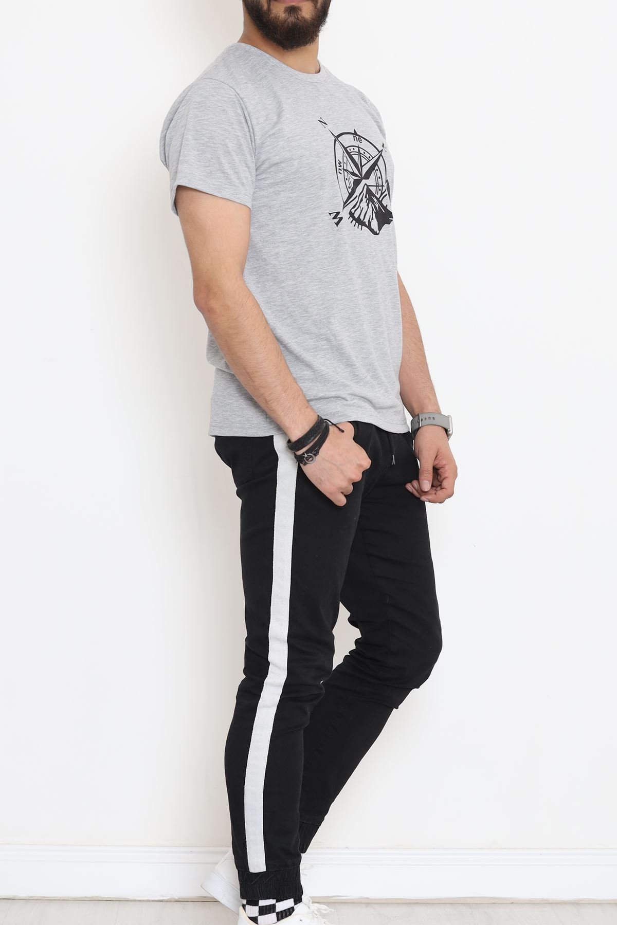 Unisex Baskılı Tişört Gri - 18172.599.