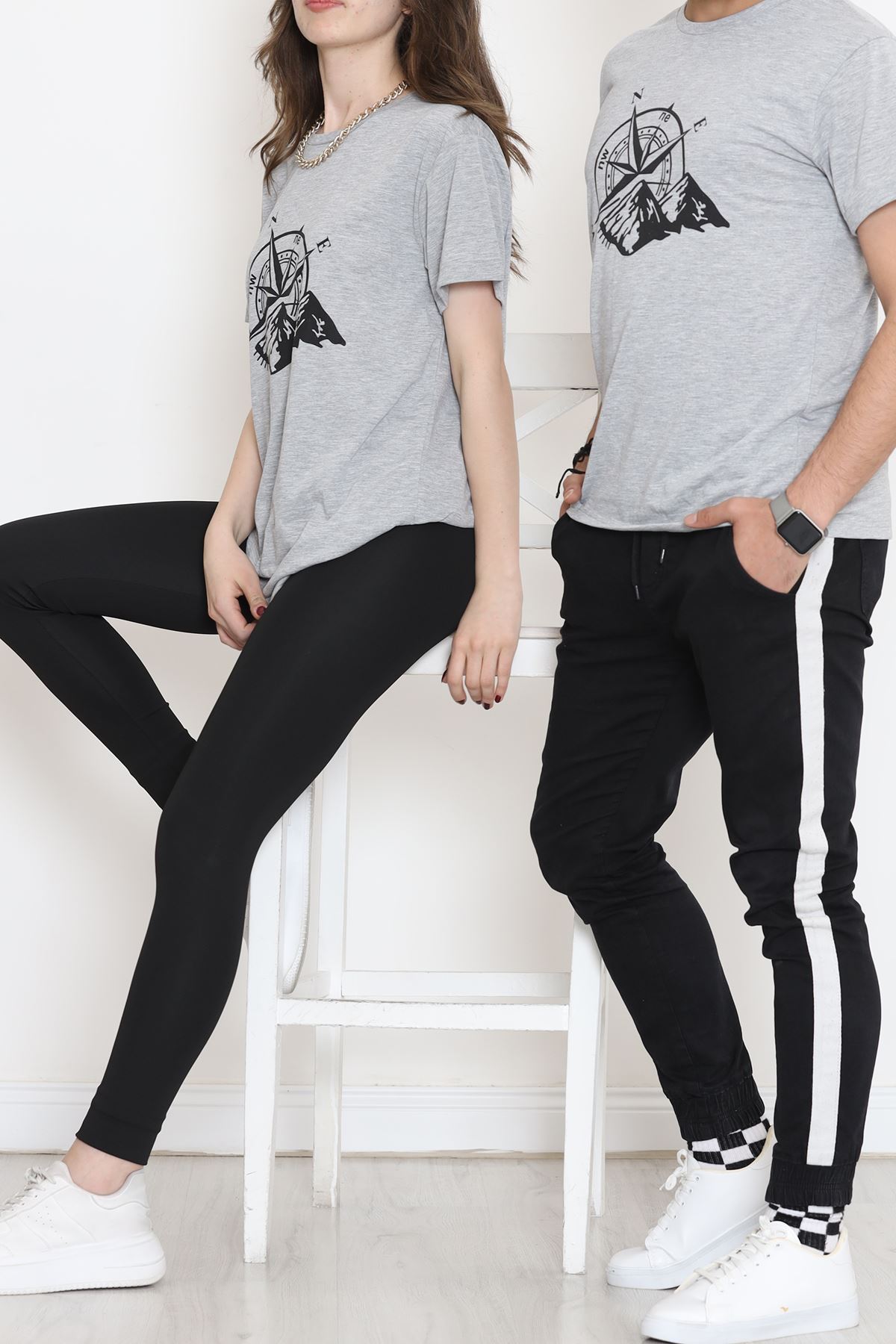 Unisex Baskılı Tişört Gri - 18172.599.