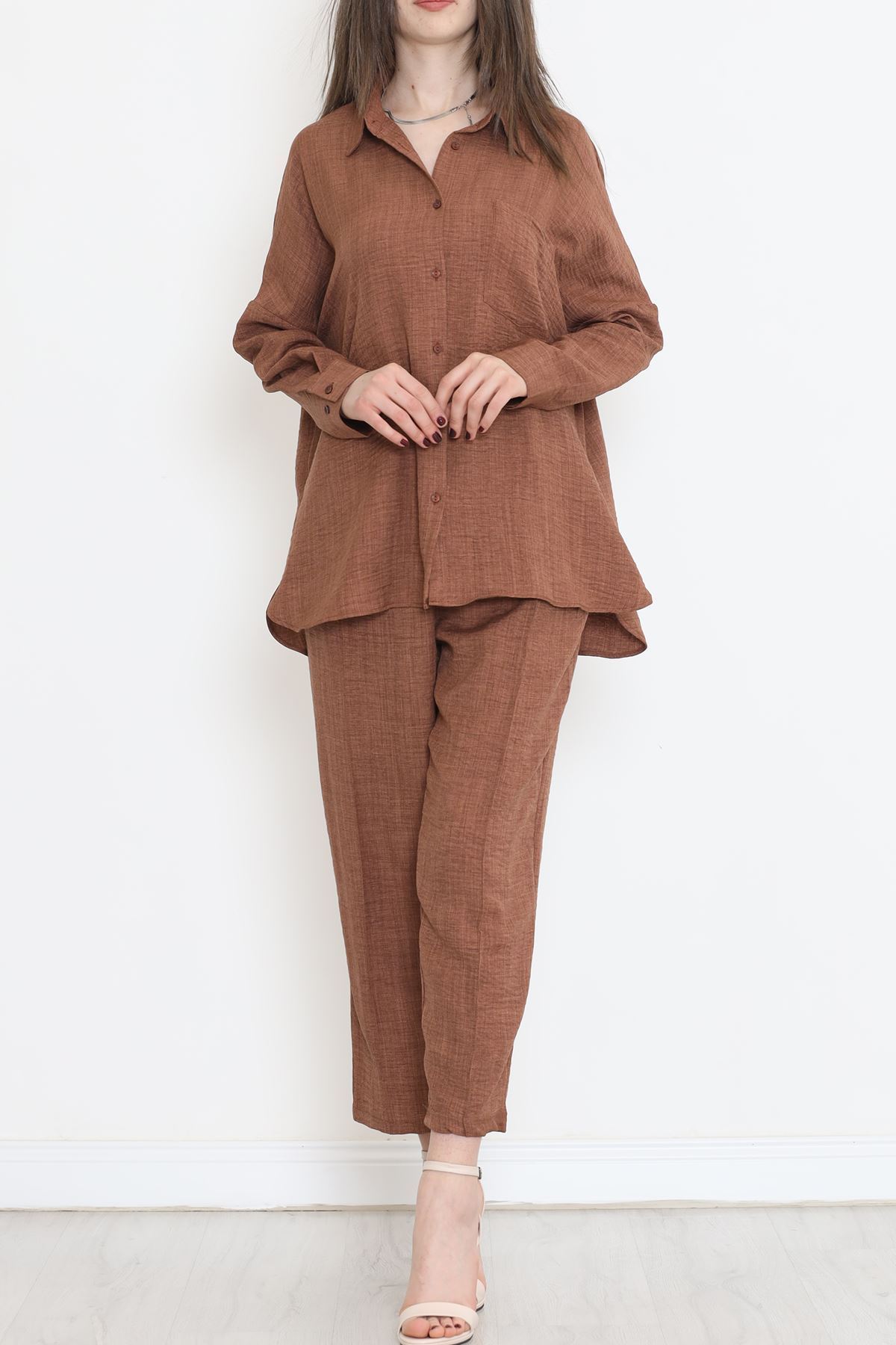 Keten Kimono Takım Acıkahve - 16451.1059.