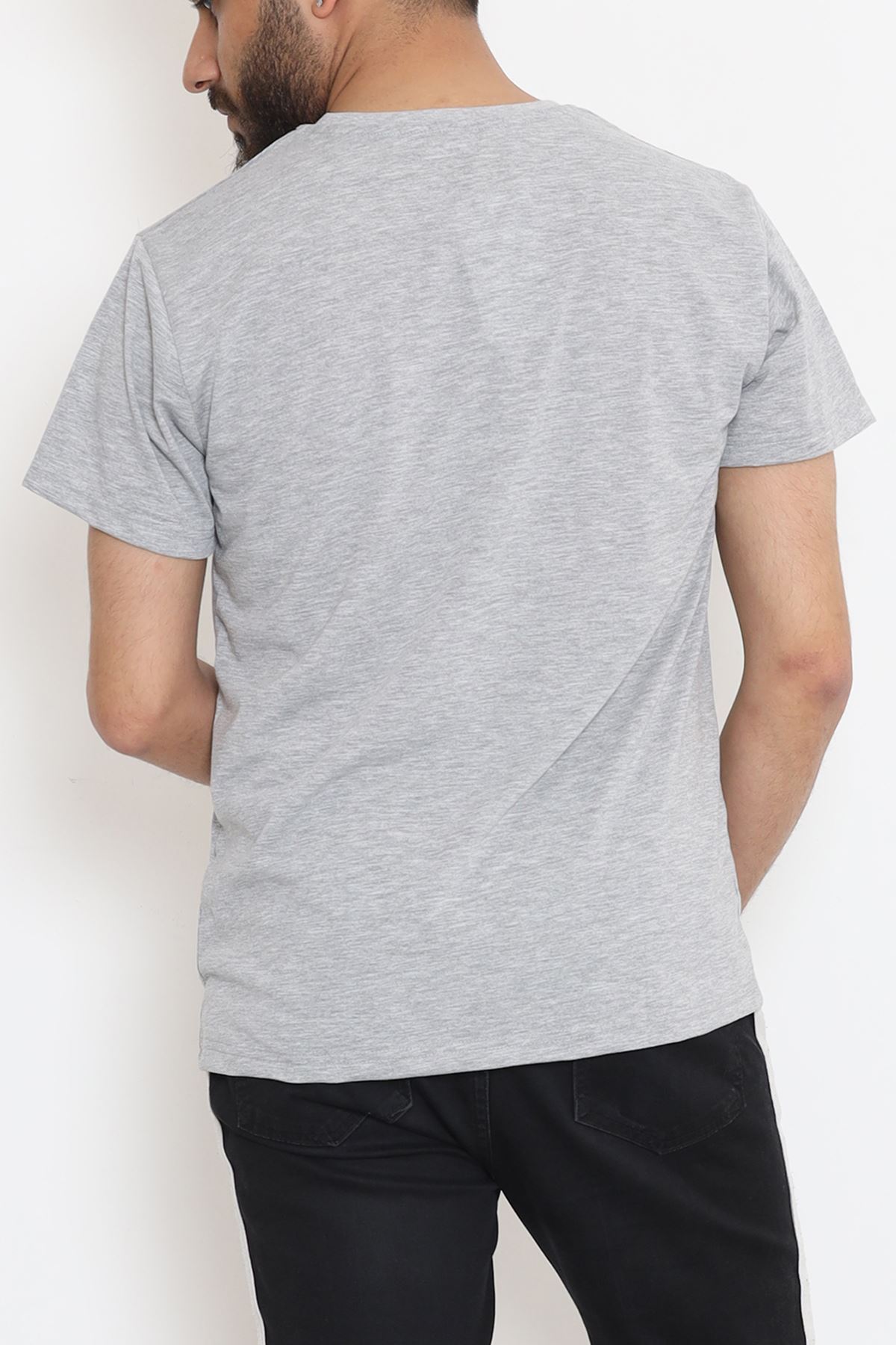 Unisex Baskılı Tişört Gri - 18172.599.