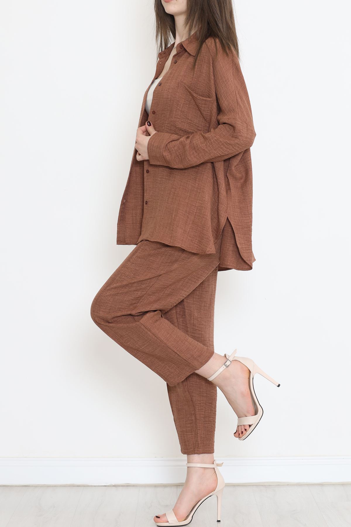 Keten Kimono Takım Acıkahve - 16451.1059.