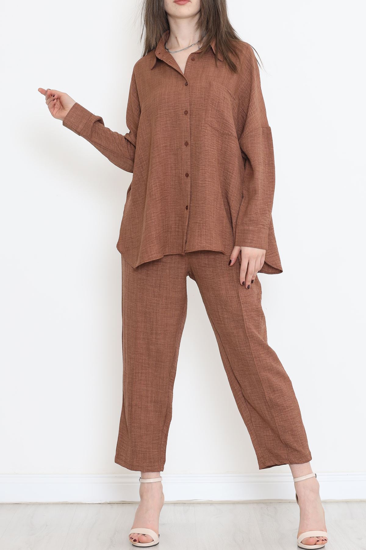 Keten Kimono Takım Acıkahve - 16451.1059.