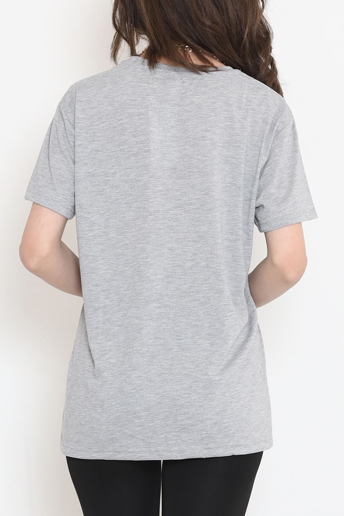 Unisex Baskılı Tişört Gri - 18172.599.