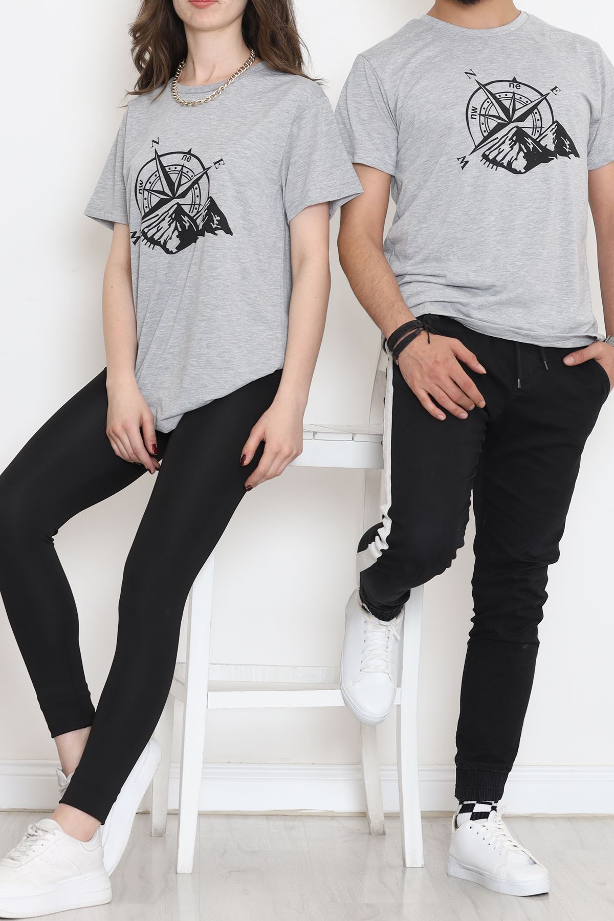 Unisex Baskılı Tişört Gri - 18172.599.