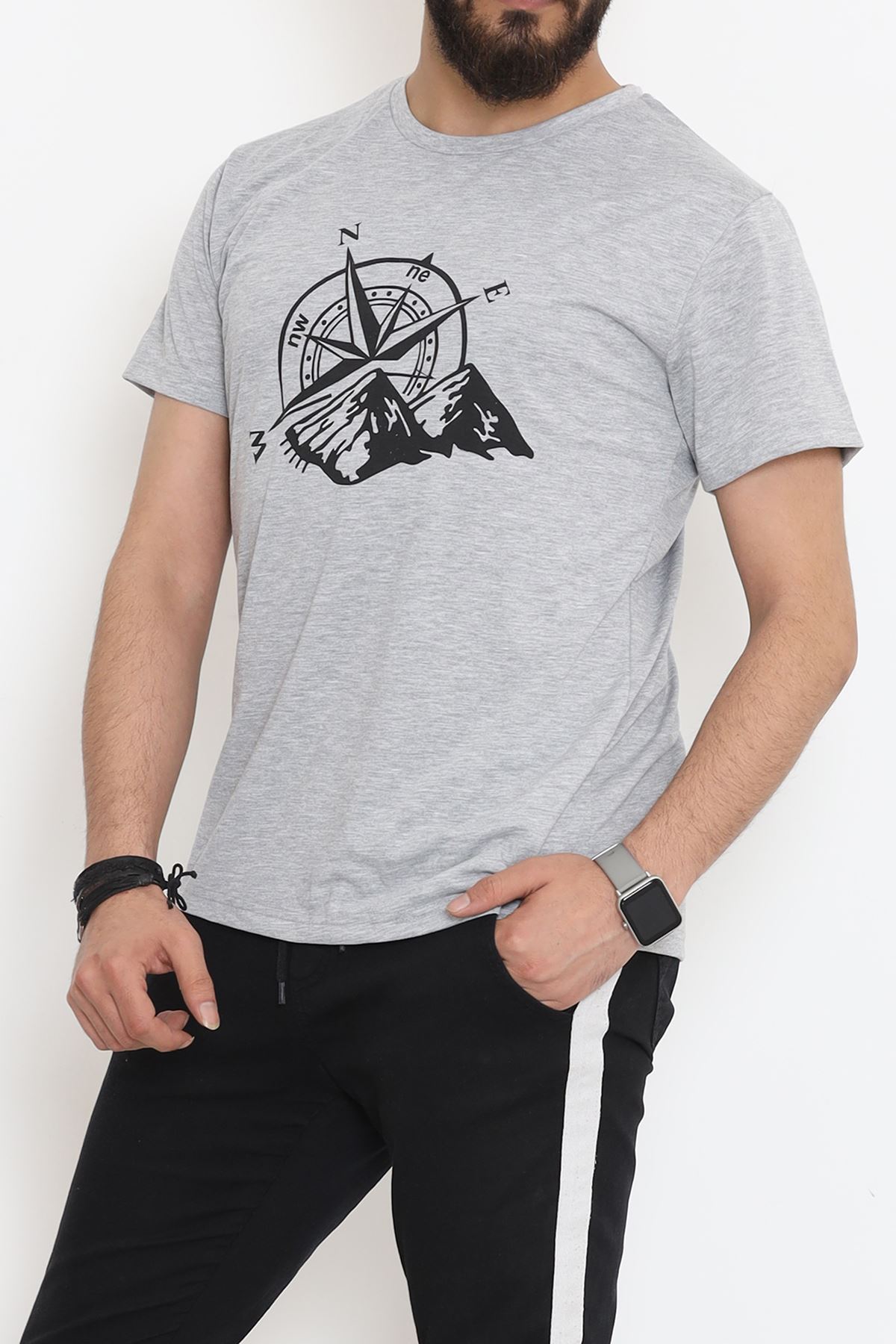 Unisex Baskılı Tişört Gri - 18172.599.