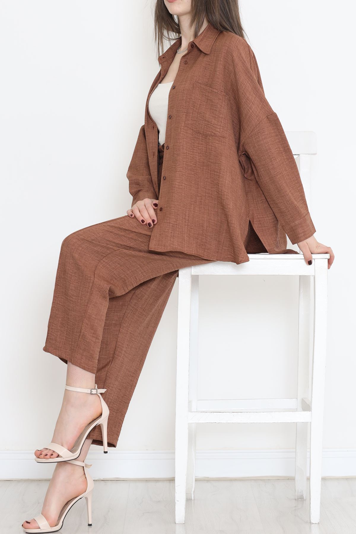 Keten Kimono Takım Acıkahve - 16451.1059.