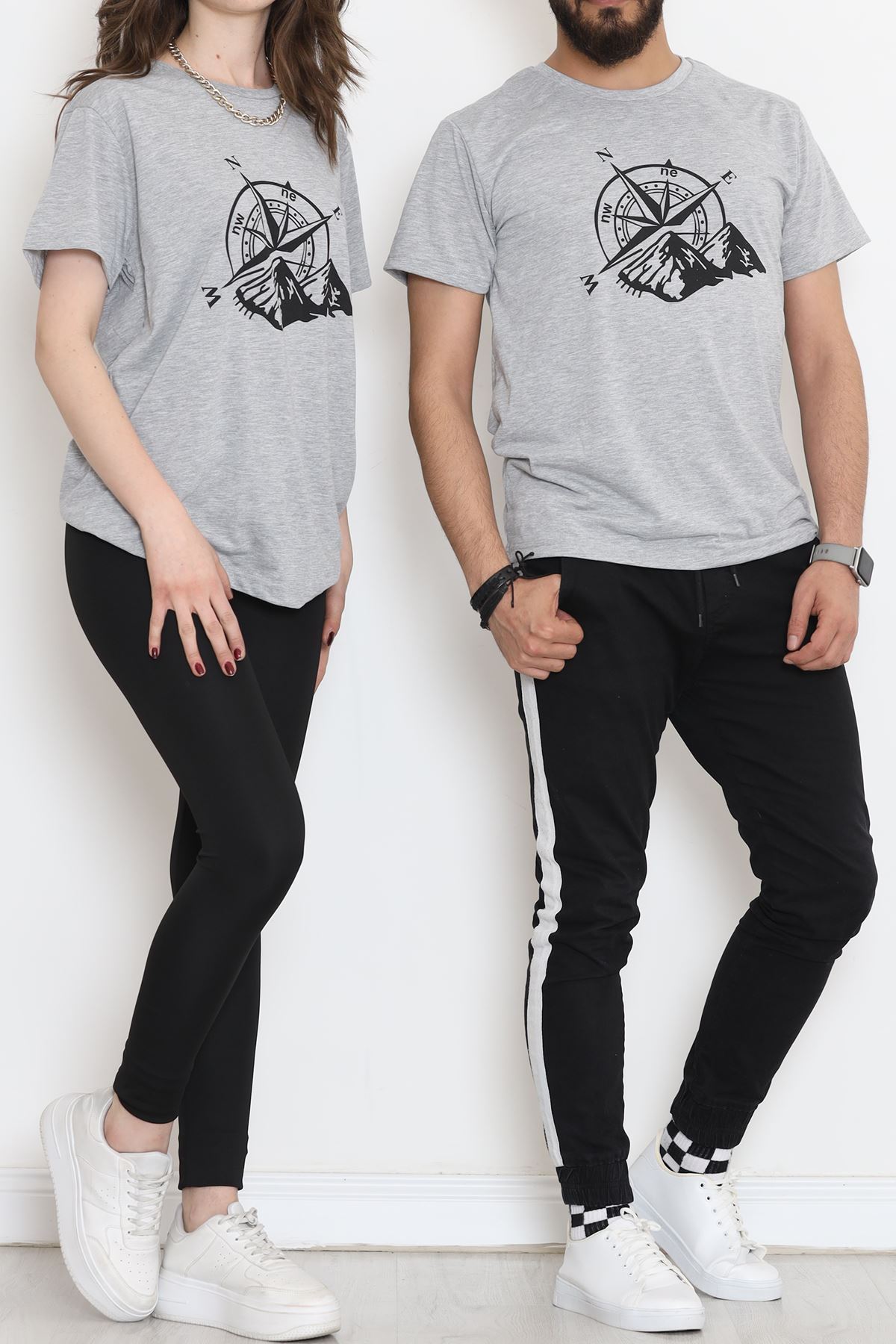 Unisex Baskılı Tişört Gri - 18172.599.