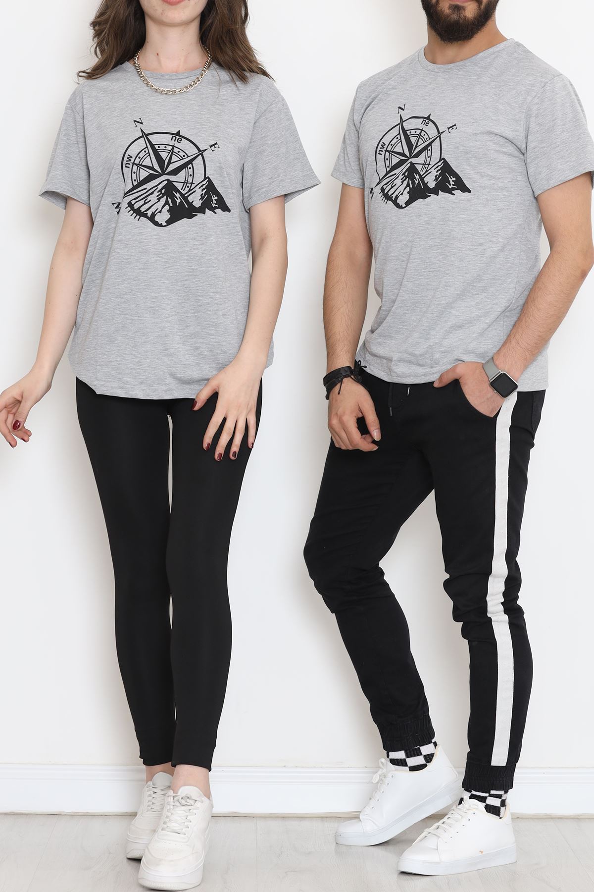 Unisex Baskılı Tişört Gri - 18172.599.