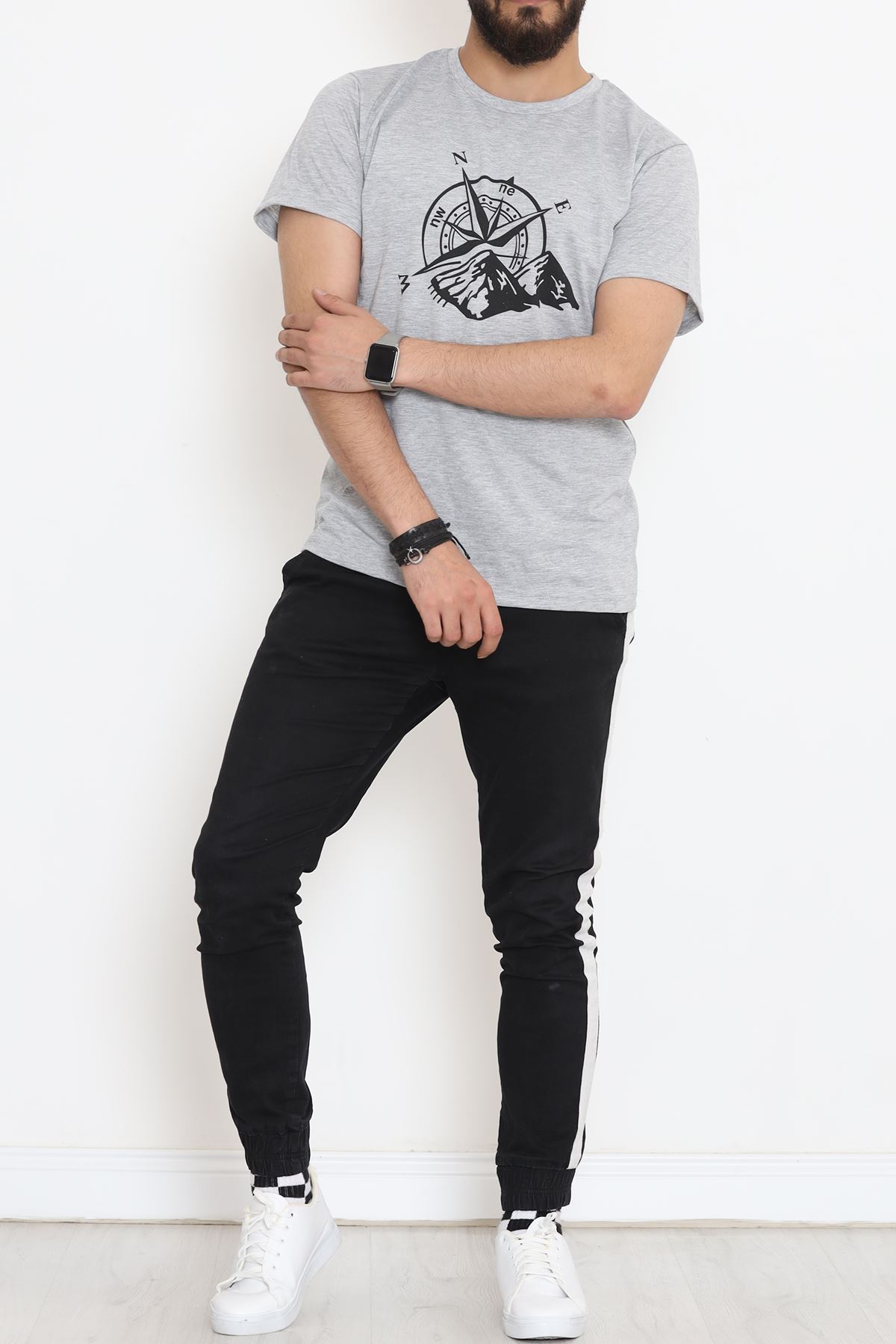 Unisex Baskılı Tişört Gri - 18172.599.