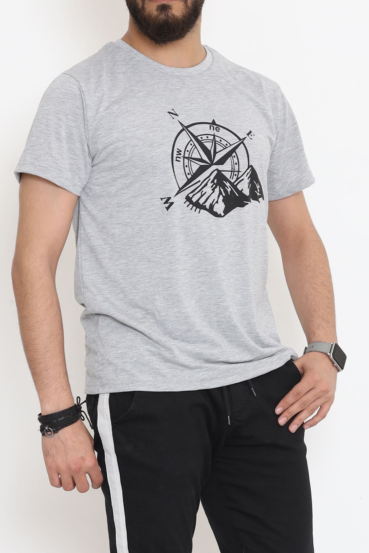 Unisex Baskılı Tişört Gri - 18172.599.