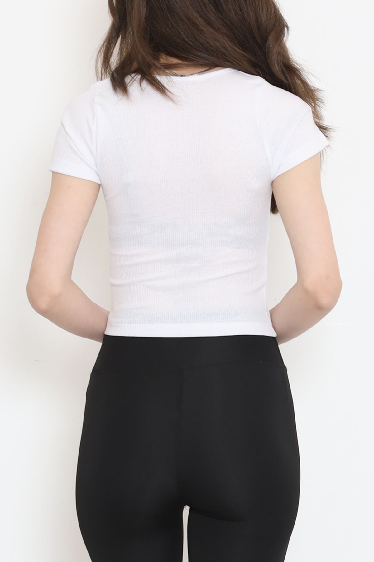 Kare Yaka Kısa Kol Body Beyaz - 18180.1723.