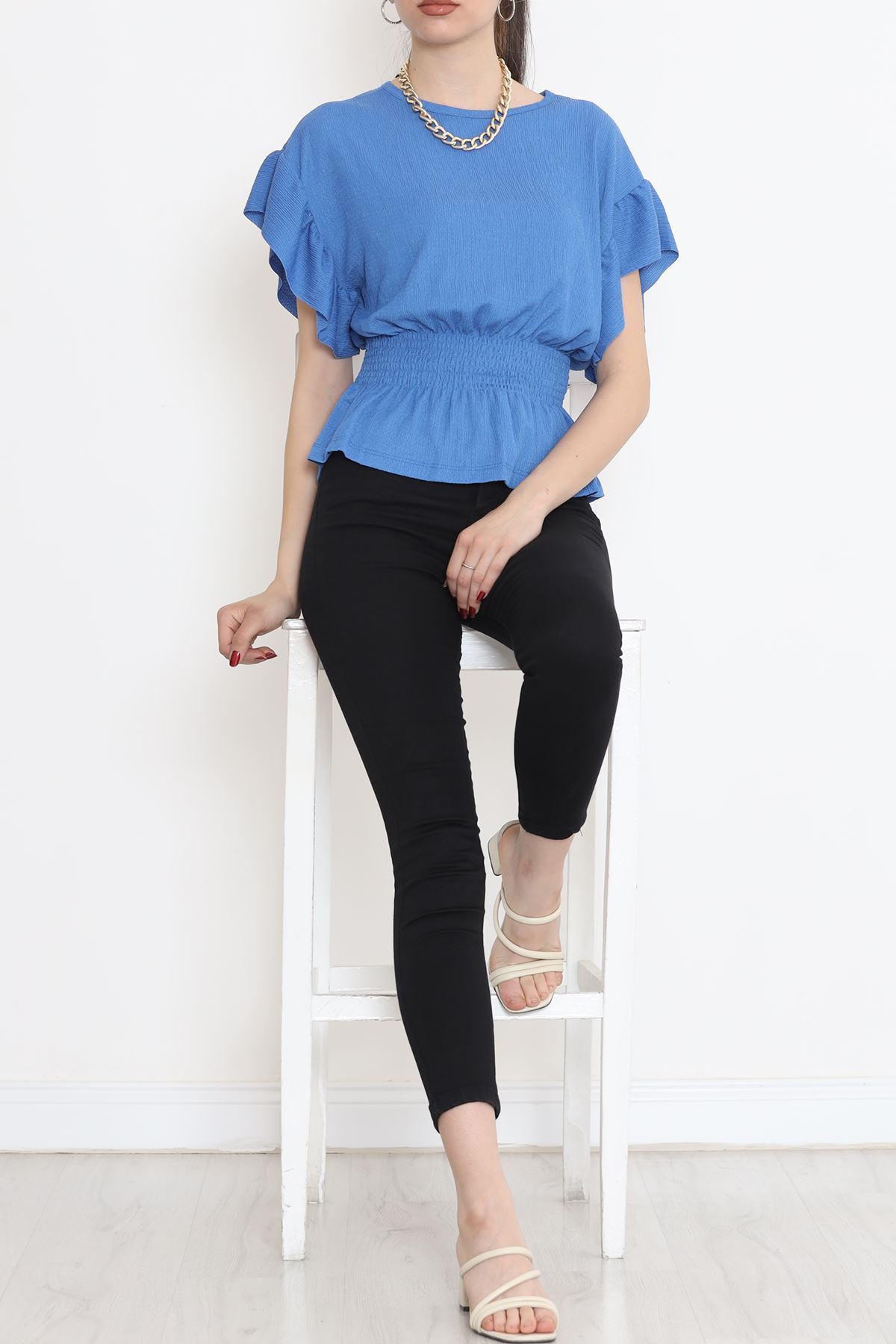 Bel Lastikli Bluz İndigo - 2490.555.