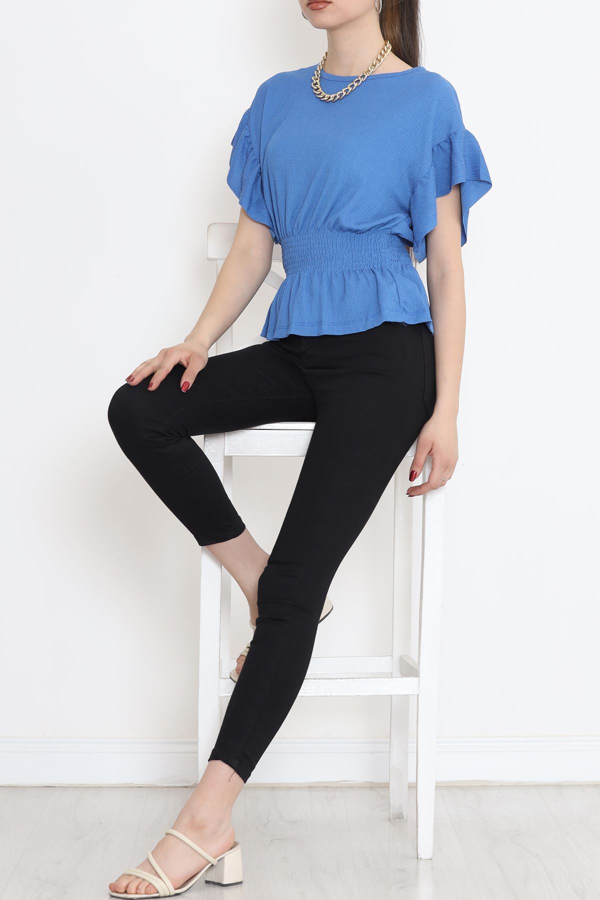 Bel Lastikli Bluz İndigo - 2490.555.