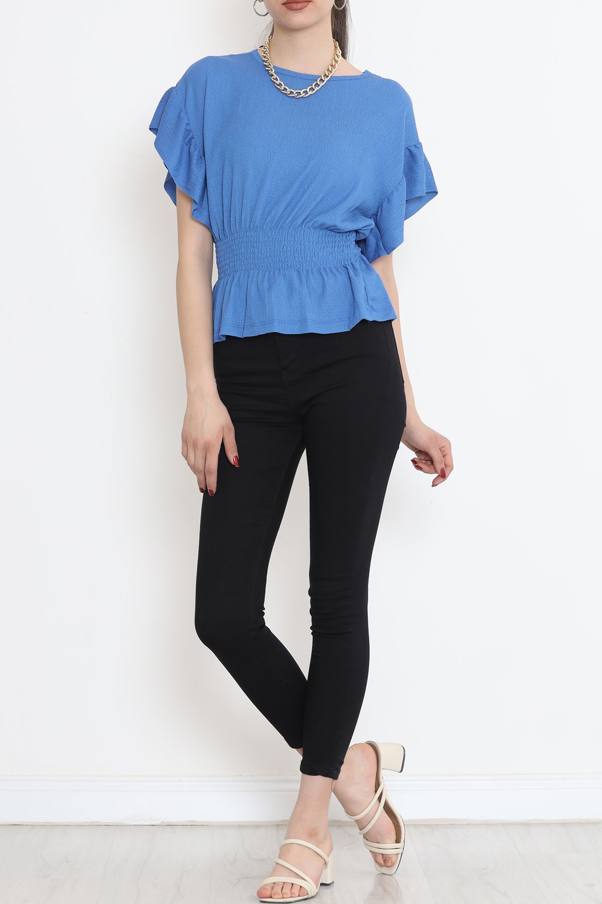 Bel Lastikli Bluz İndigo - 2490.555.