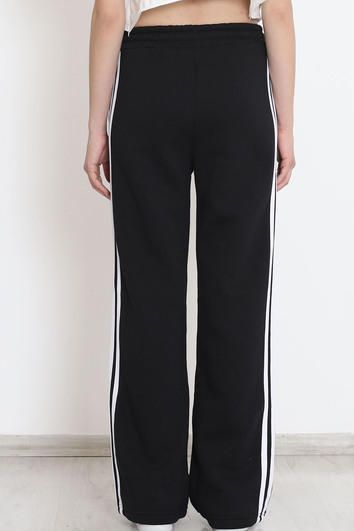 Şeritli Üç İplik Eşofman Altı Siyah - 15859.1567.