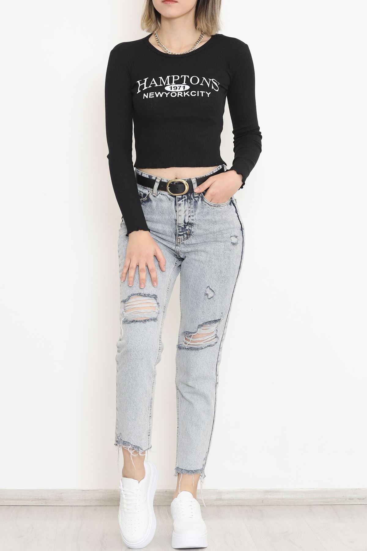 Kaşkorse Baskılı Bluz Siyah - 15845.1567.