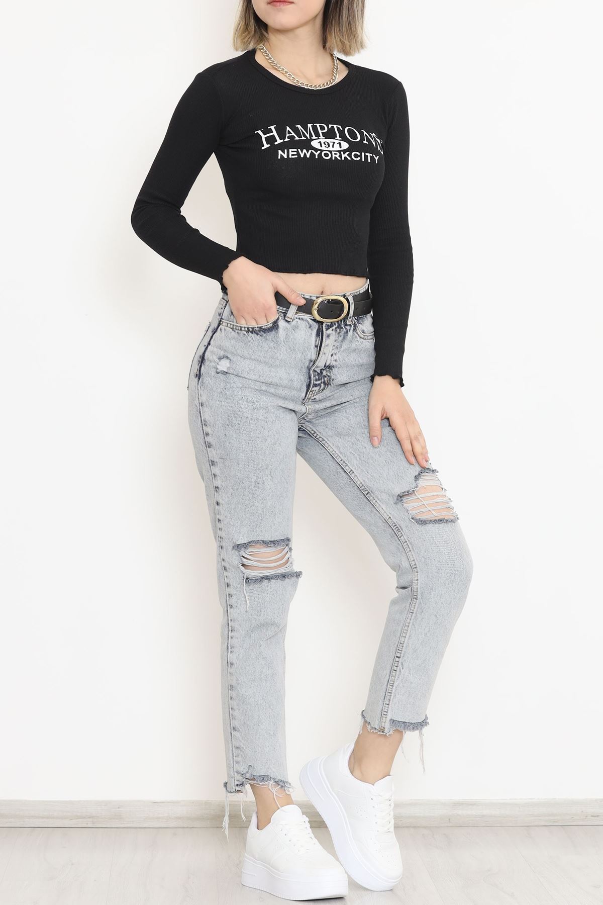 Kaşkorse Baskılı Bluz Siyah - 15845.1567.