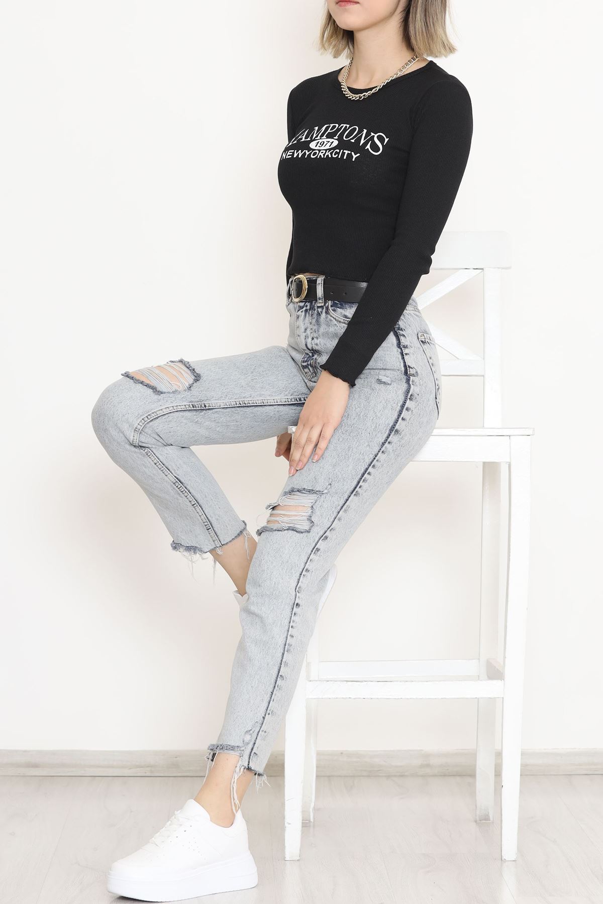 Kaşkorse Baskılı Bluz Siyah - 15845.1567.