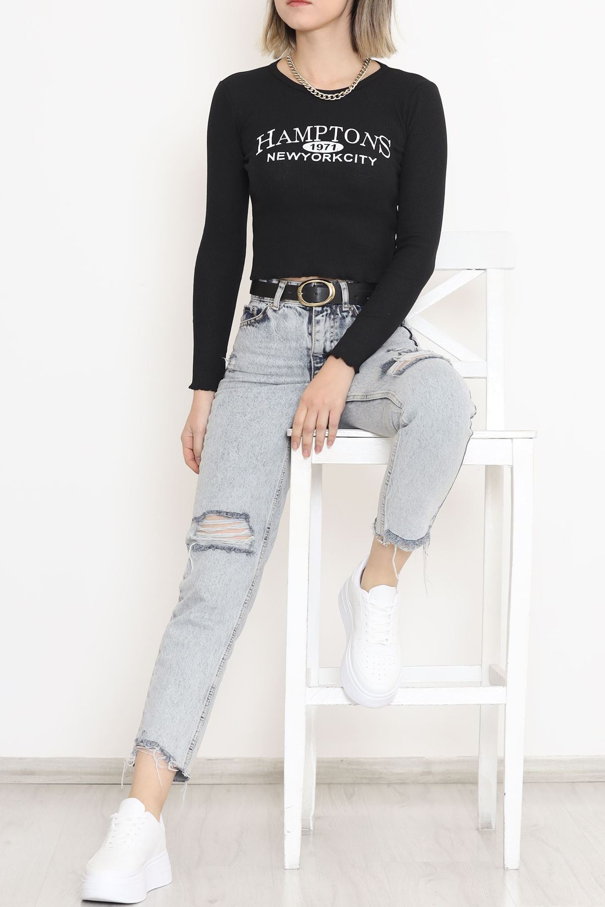 Kaşkorse Baskılı Bluz Siyah - 15845.1567.