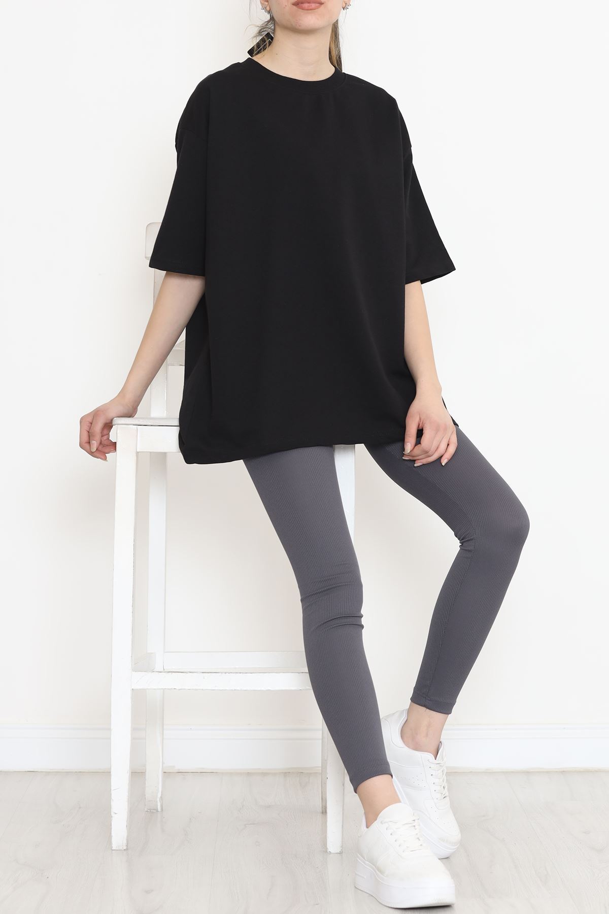 İki İplik Salaş Tişört Siyah - 152398.105.