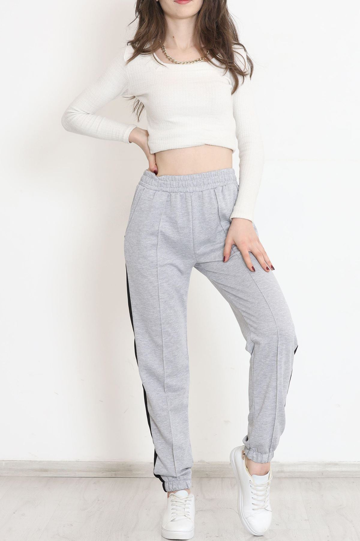 Çımalı Çift Renkli Eşofman Altı Gri - 15571.1348.