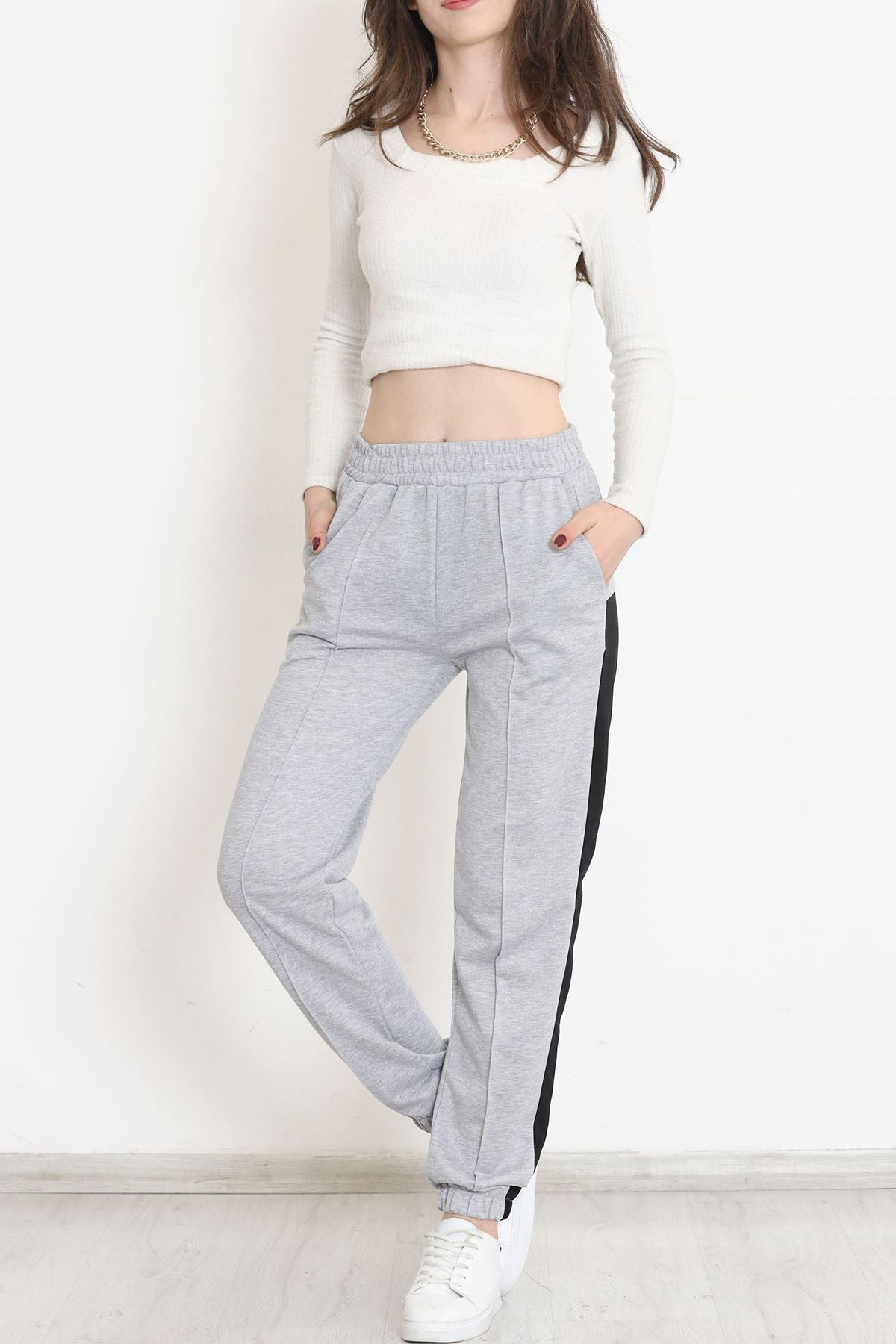 Çımalı Çift Renkli Eşofman Altı Gri - 15571.1348.