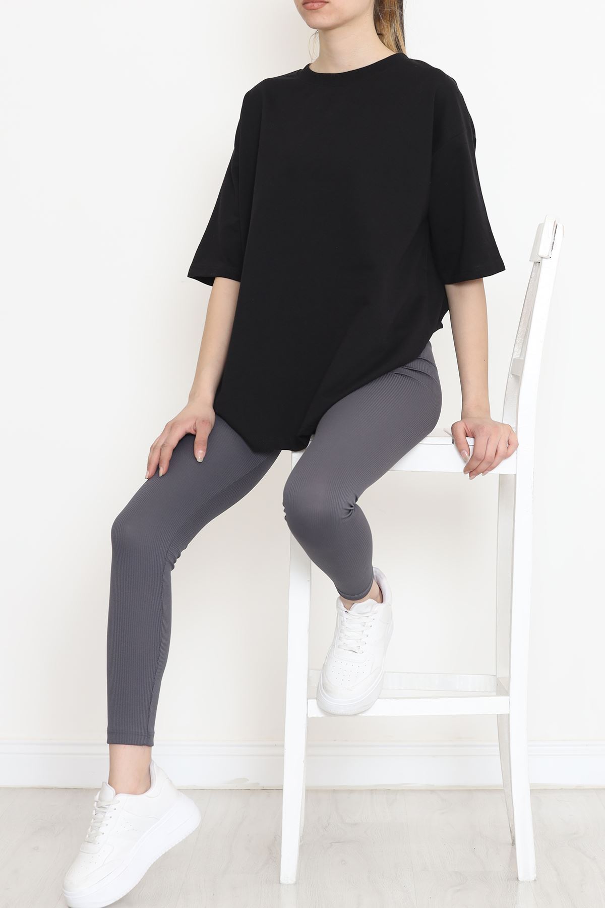 İki İplik Salaş Tişört Siyah - 152398.105.